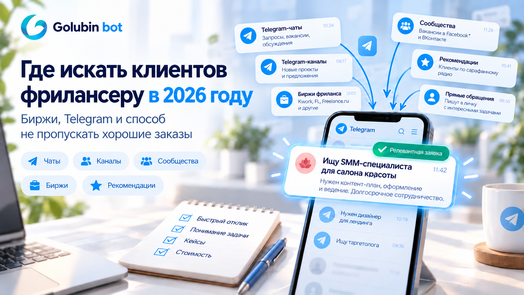 Где искать клиентов фрилансеру в 2026 году — Golubin bot